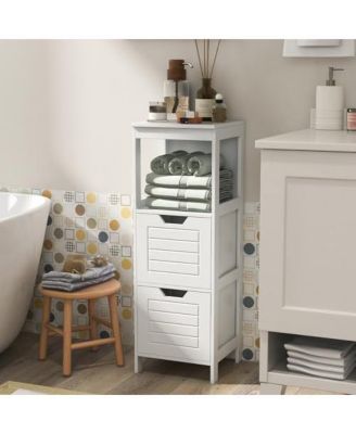 1-Pc. Wooden Bathroom Floor Cabinet with Multifunction Storage Rack and Organizer Stand