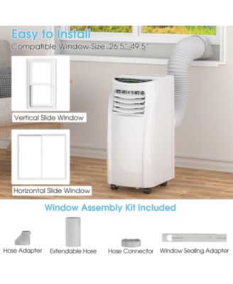 8000 BTU Air Conditioner Unit spaces up to 230 Sq.Ft with Remote Control Dehumidifier Function Window Wall Mount, 4 Caster Wheel, Sleep Mode and, White
