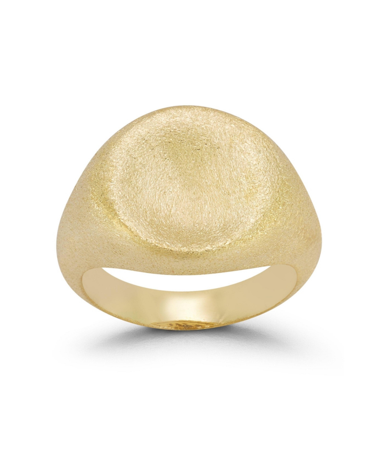 14K Gold Plated Sterling Silver Satin Signet Ring - Silver