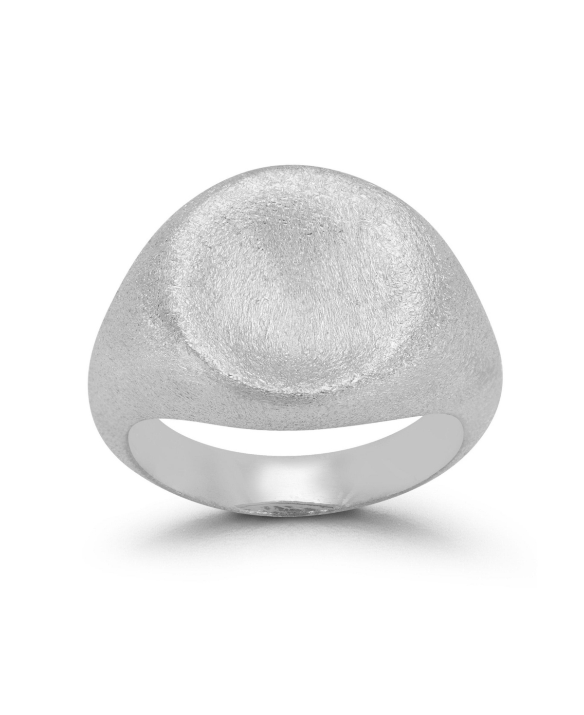 14K Gold Plated Sterling Silver Satin Signet Ring - Silver