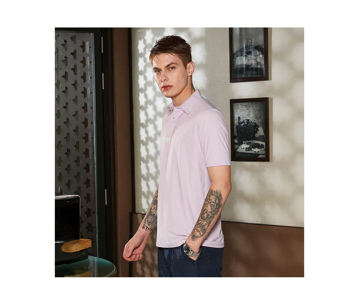 Мужская футболка Cahoot Campus Sutra Lilac Seamless Solid Polo, цвет: Фиолетовый — фото 3