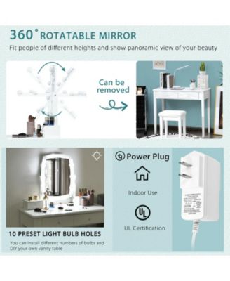 Vanity Table Set with Lighted Mirror for Bedroom and Dressing Room