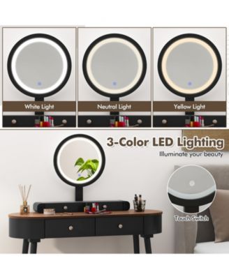 Makeup Vanity Table Set with LED Mirror and 3 Spacious Drawers