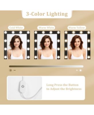 Vanity Desk with 3-Color Lights and Power Outlets