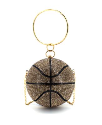 Dribble Small Rhinestone Basketball Clutch Bag