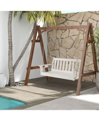 54'' HDPE Porch Swing Outdoor Patio Hanging Chair w/ Cup Holder Adjustable Chain