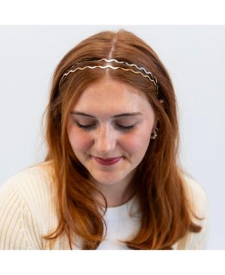 Wavy Metallic Headband Set - Gold + Silver
