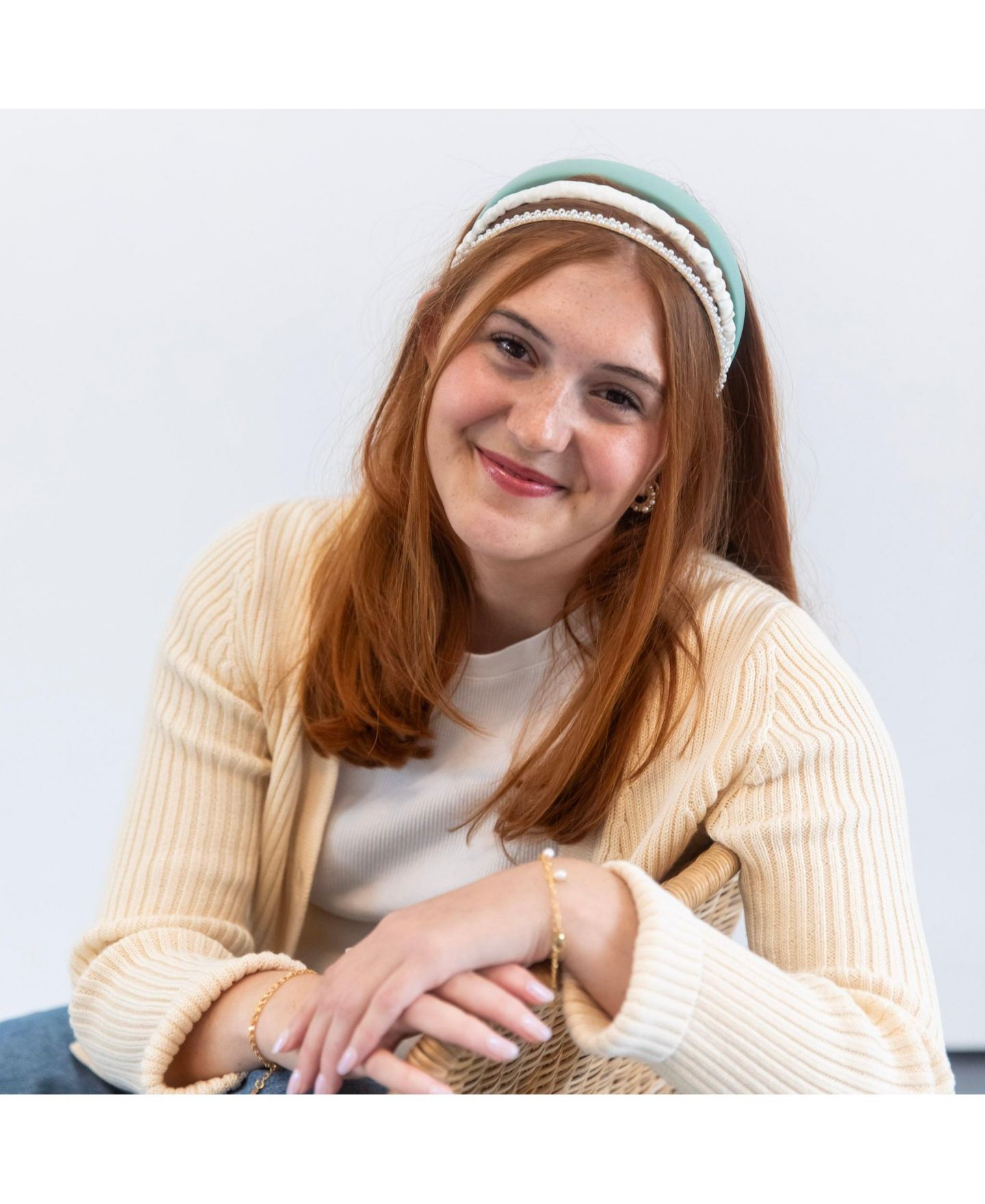 Женские аксессуары Headbands of Hope Classic Headband Set - Green + Cream + Pearl, цвет: Зелёный — фото 3