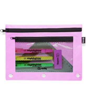 Pink Pencil Pouch For 3 Ring Binder, Zippered Binder Pencil Pouches, 3 Ring Pencil Pouch for Binder, Pencil Case for Binder, Large Pencil Bags for School, Home, and Office.