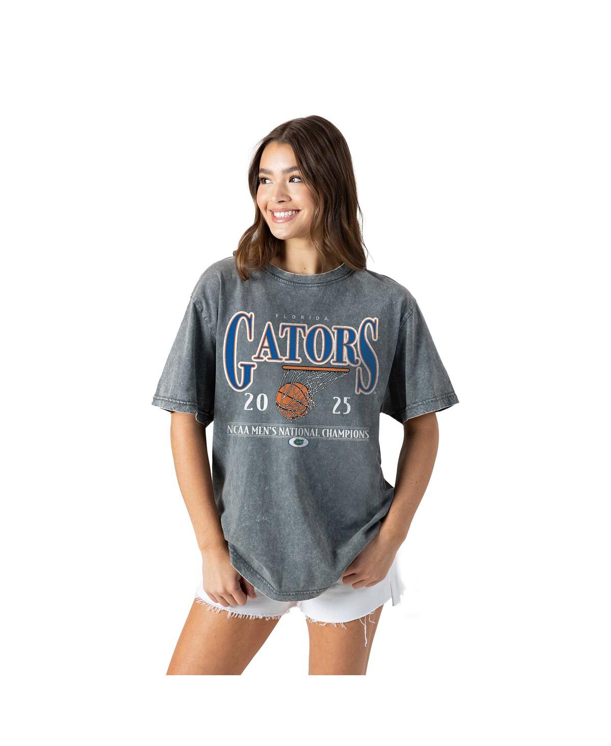 Women's Gray Florida Gators 2025 Ncaa Men's Basketball National Champions Oversized Snow Wash T-Shirt - Gray