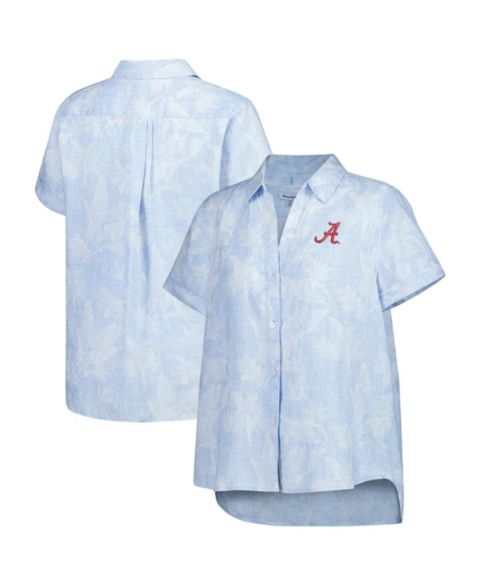 Женская рубашка Tommy Bahama Light Blue Alabama Crimson Tide Legacy Leaves Camp Button-Up
