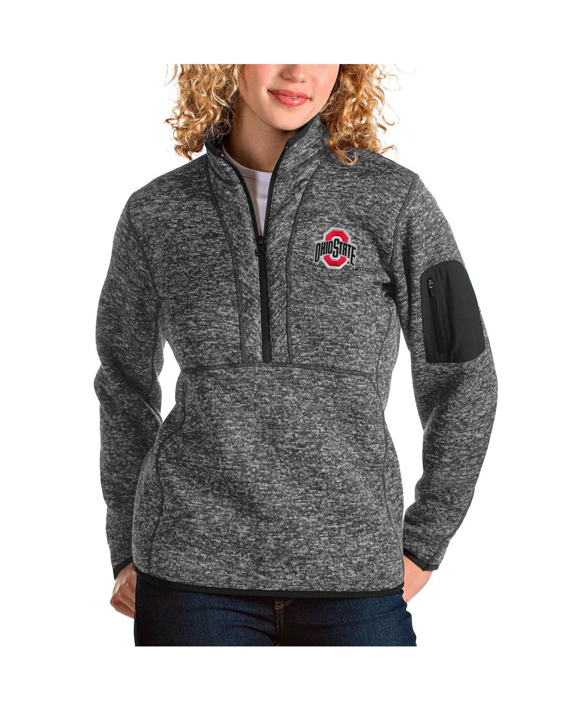Women's Heather Charcoal Ohio State Buckeyes Fortune Half-Zip Pullover Jacket - Heather Charcoal