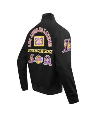 Men's Black Los Angeles Lakers Area Code Twill Full-Zip Jacket