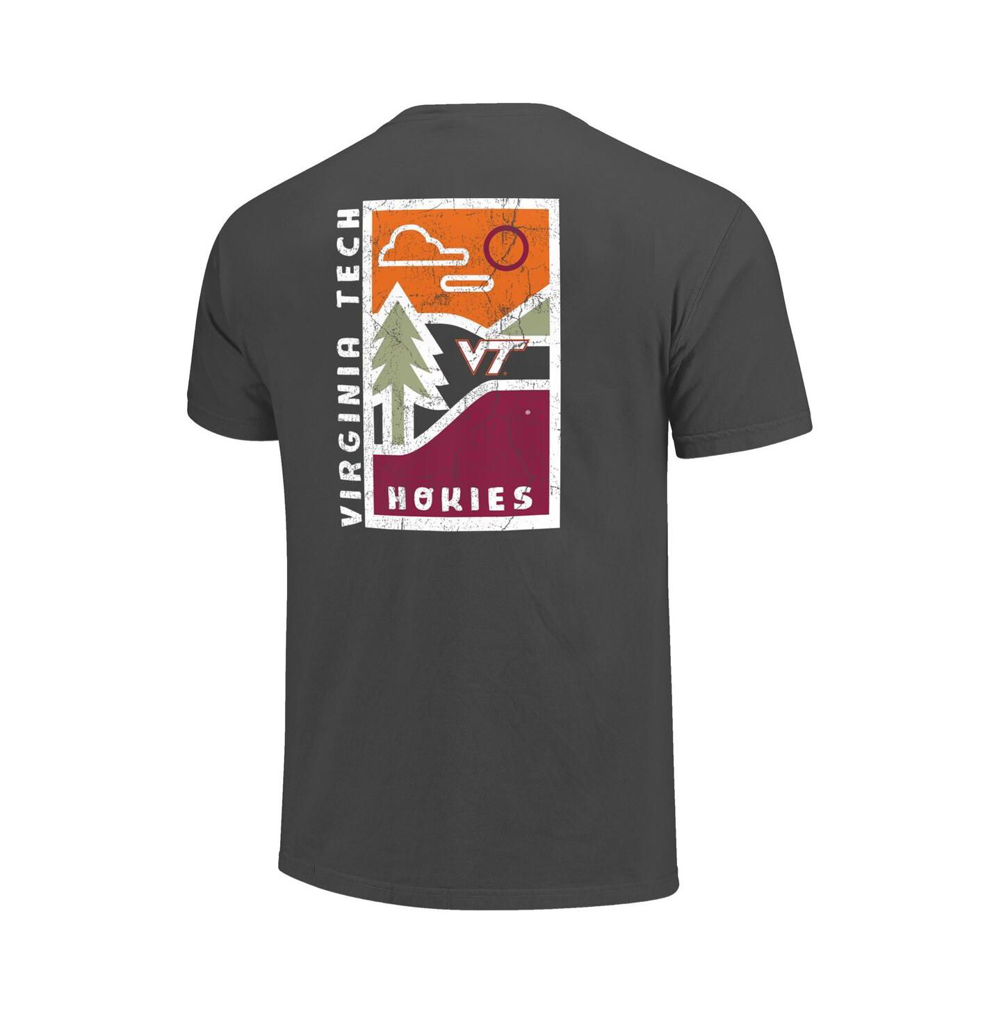Мужская футболка Image One Graphite Virginia Tech Hokies Comfort Colors Minimal Vista Distressed Graphics — фото 2