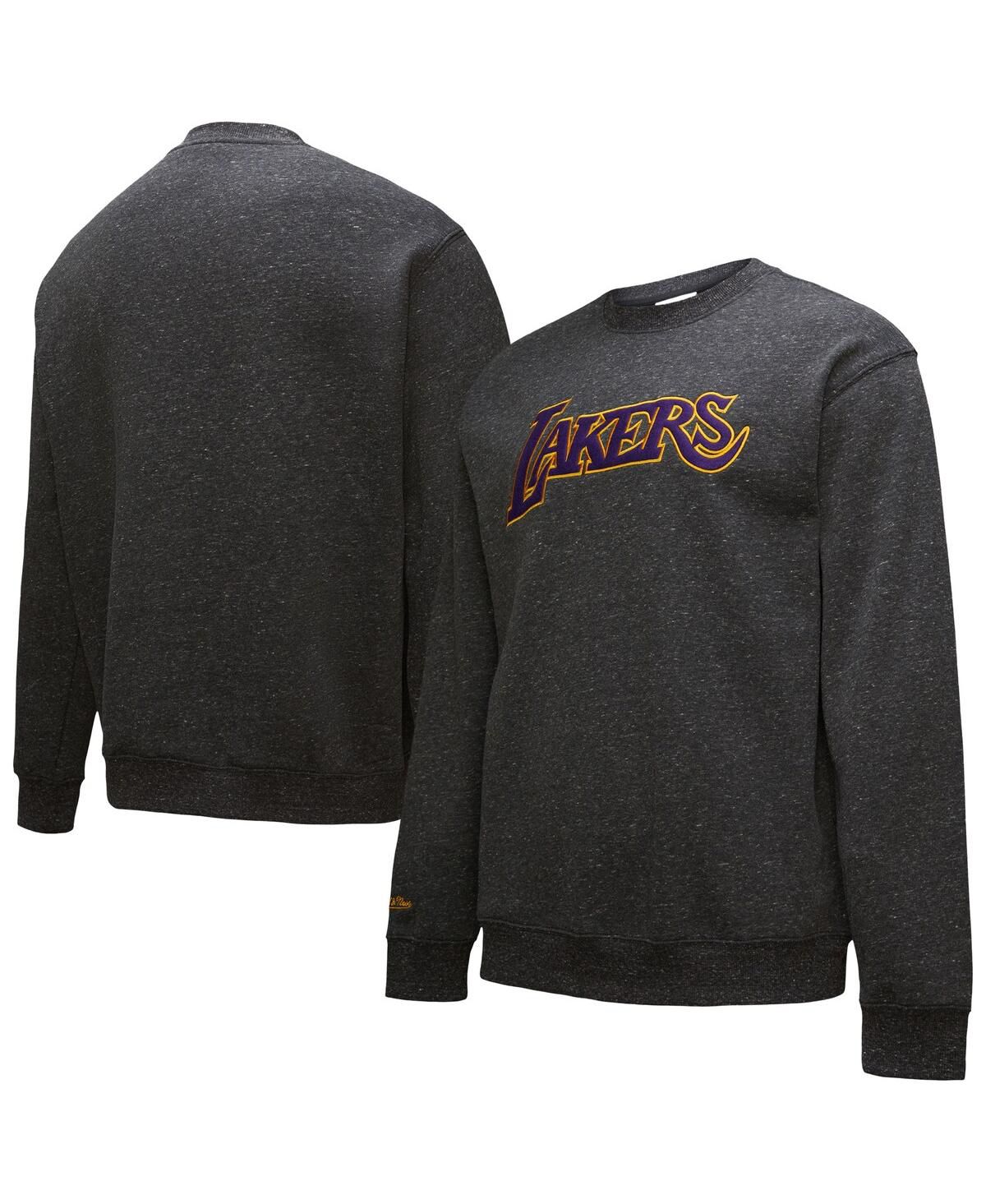 Мужская черная толстовка-пуловер с винтажным логотипом из коллекции Los Angeles Lakers Mitchell & Ness Black Out Collection, промытая снегом