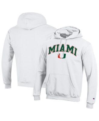 Champion - Men's White Miami Hurricanes Arch Over Logo Pullover Hoodie