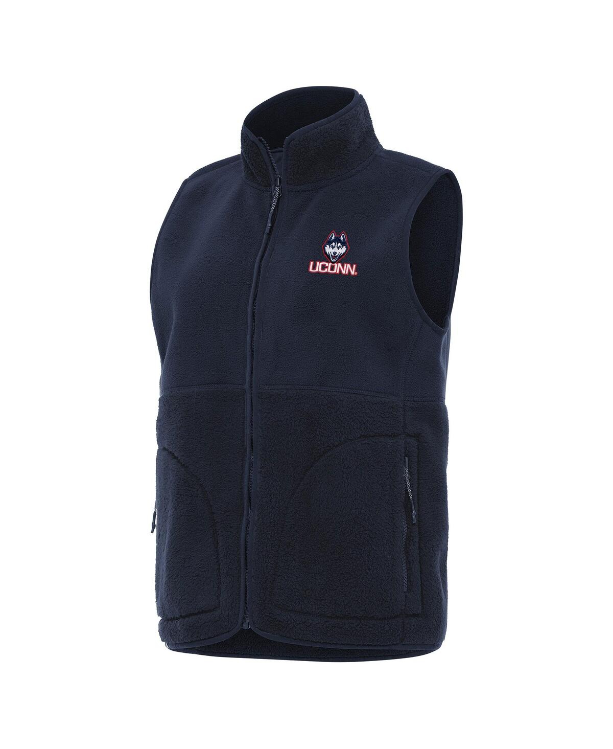 Women's Navy UConn Huskies Nostalgic Full-Zip Vest - Navy