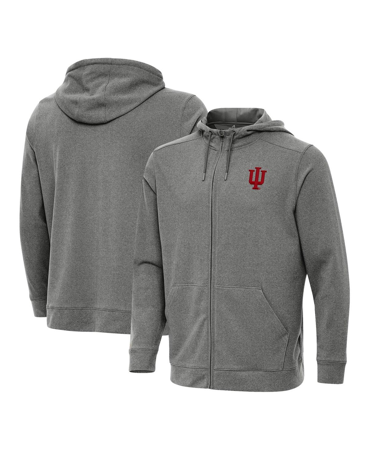 Men's Heather Black Indiana Hoosiers Effortless Full Zip Hoodie - Charcoal