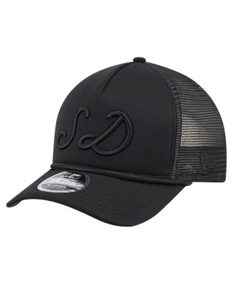 New Era - Men's Black San Diego Padres City Initial 9FORTY A-Frame M-Crown Adjustable Trucker Hat