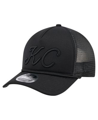 New Era - Men's Black Kansas City Royals City Initial 9FORTY A-Frame M-Crown Adjustable Trucker Hat