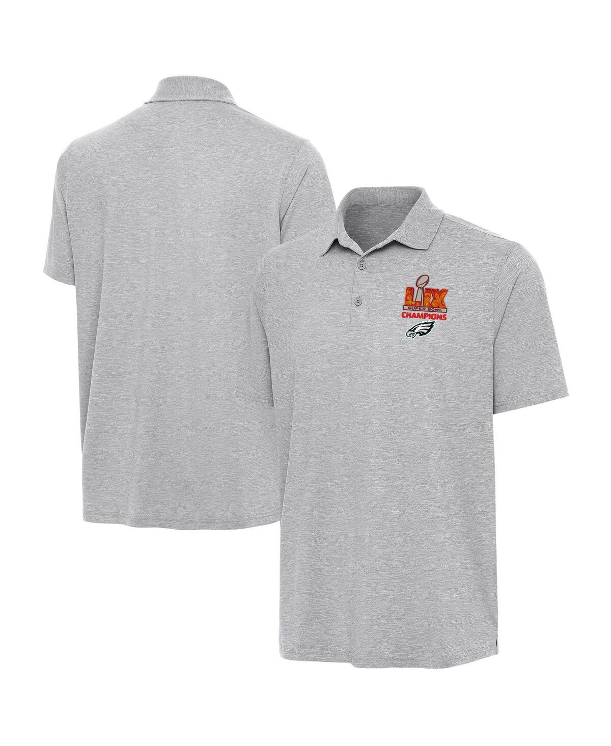 Men's Heather Gray Philadelphia Eagles Super Bowl Lix Champions Par 3 Polo Shirt - Heather Gray