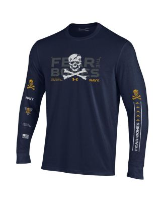Men's Navy Navy Midshipmen Distressed Jolly Rogers Performance Long Sleeve T-Shirt