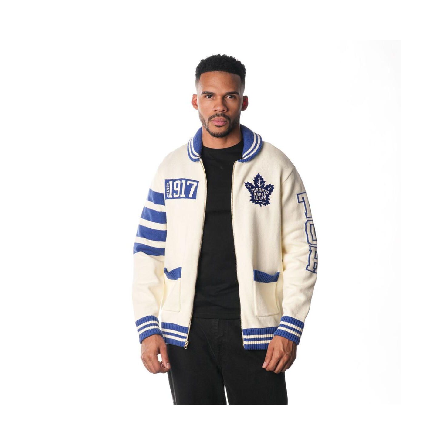 Мужской свитер The Wild Collective and Cream Toronto Maple Leaf's Jacquard Full-Zip — фото 1