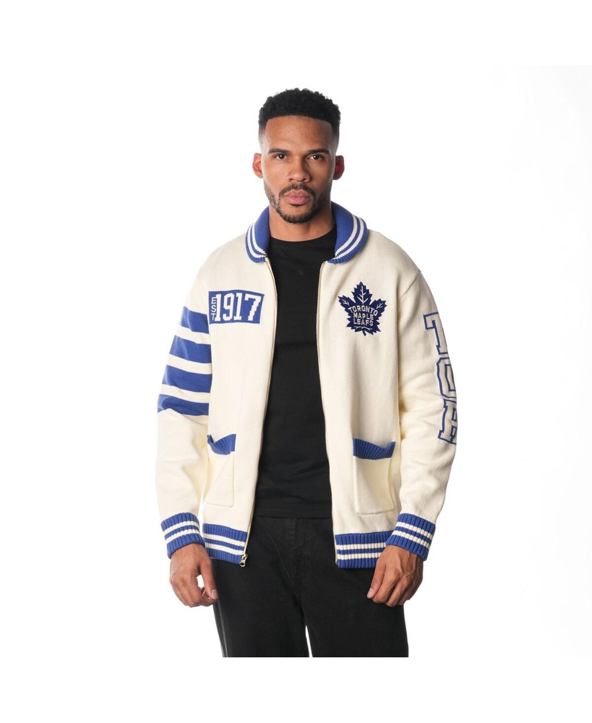 Men's and Women's Cream Toronto Maple Leaf's Jacquard Full-Zip Sweater - Cream