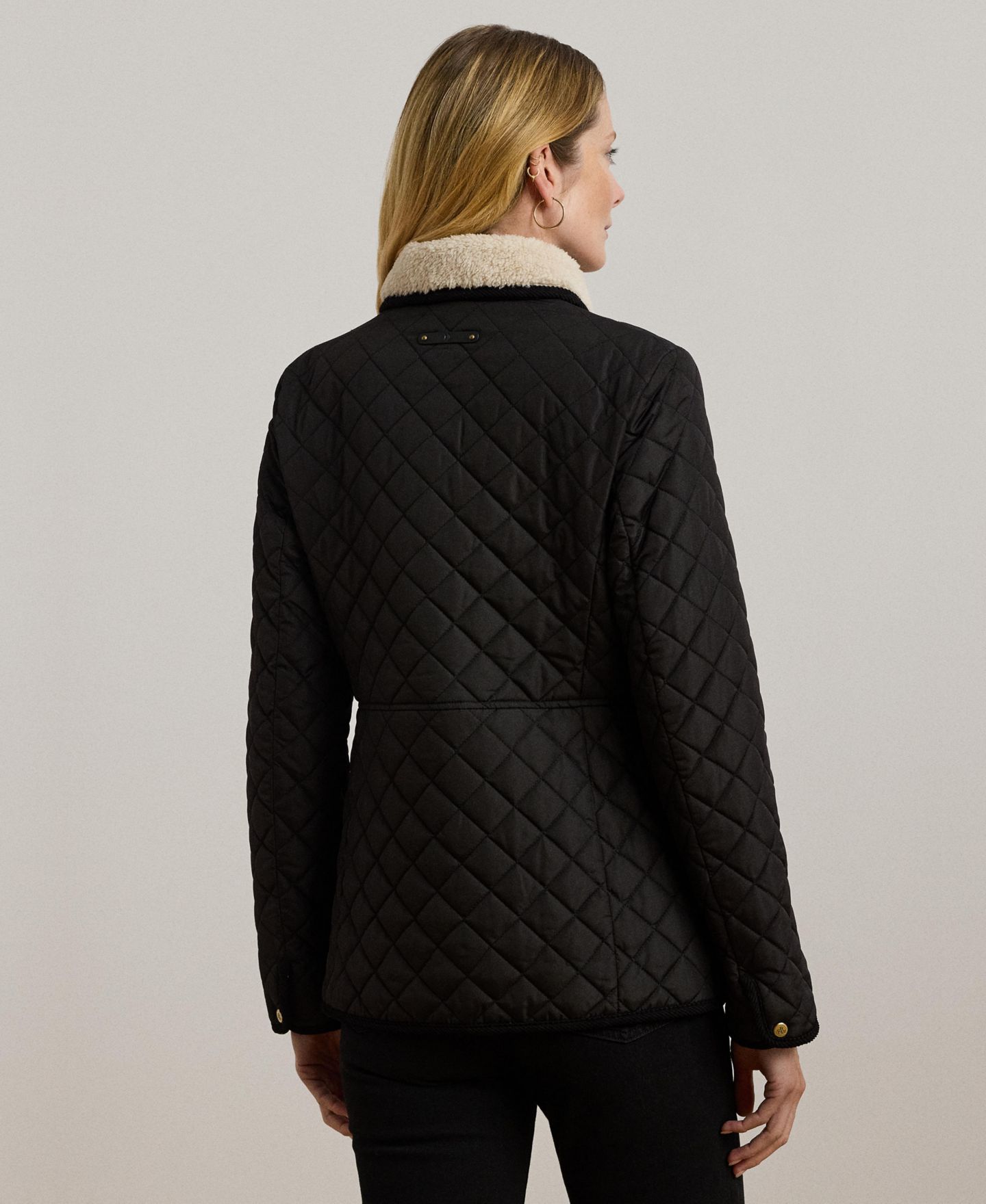 Женское пальто Lauren Ralph Lauren Faux-Sherpa-Collar Quilted, цвет: Чёрный — фото 2