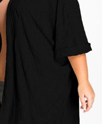 Plus Size Spiral Wave Texture Dolman Cardigan Sweater