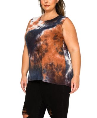 Plus Size Tie Dye Button Back Tank Top