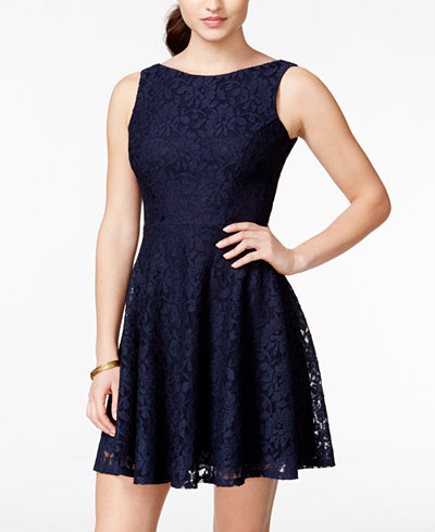 Speechless Juniors' Lace Fit & Flare Tank Dress, Only at Macy's