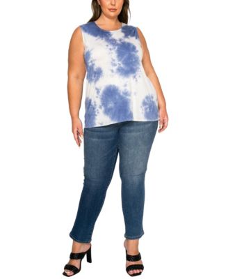 Plus Size Tie Dye Button Back Tank Top