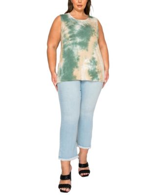 Plus Size Tie Dye Button Back Tank Top