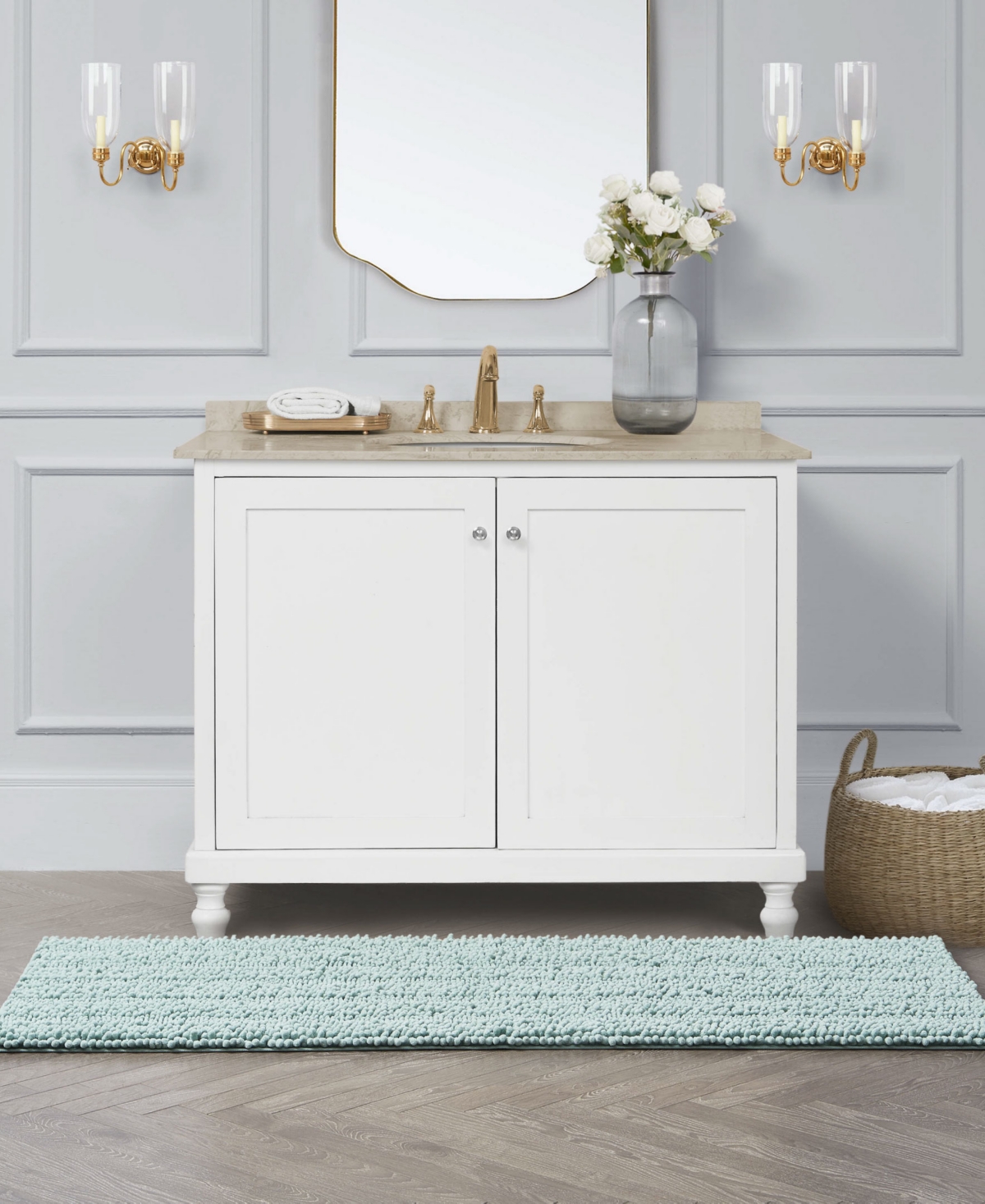 Laura Ashley Astor Chenille Bath Mat, 24" X 60"