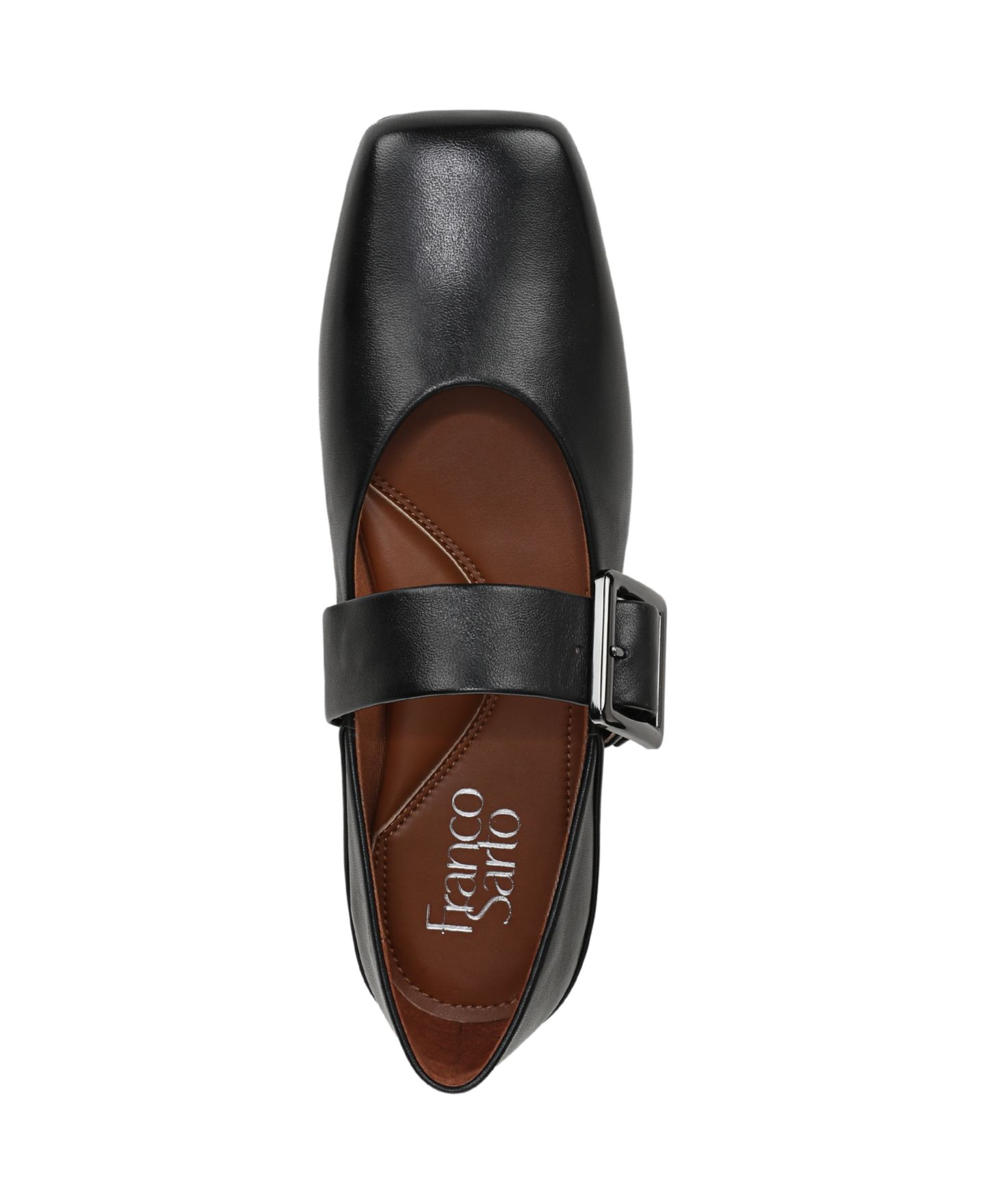 Женские балетки Franco Sarto Oakes Square Toe Ballerina Flats, цвет: Чёрный кожаный — фото 4