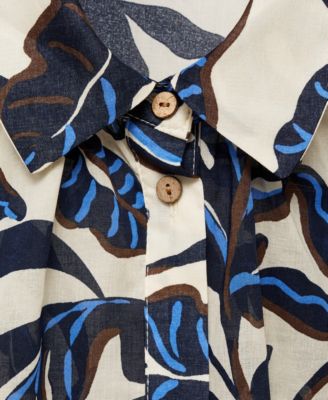 Women's Short Sleeves Printed Cotton Shirt