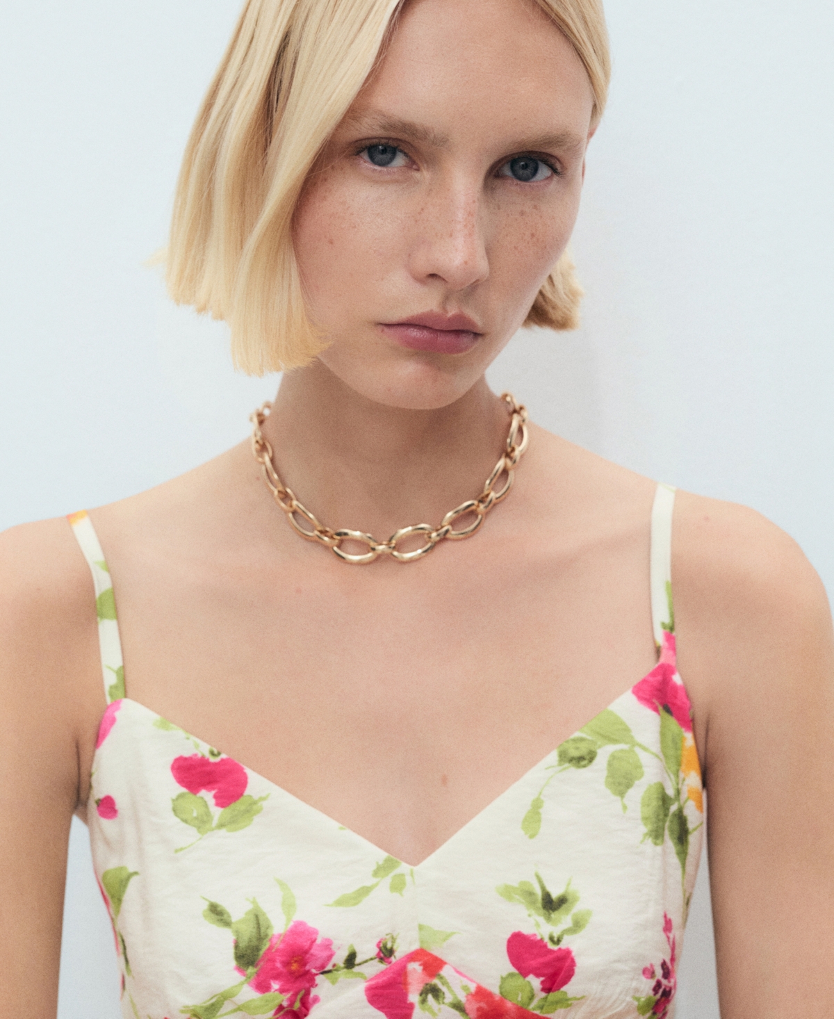 Mango Floral Print Flared Dress Ecru In Multi