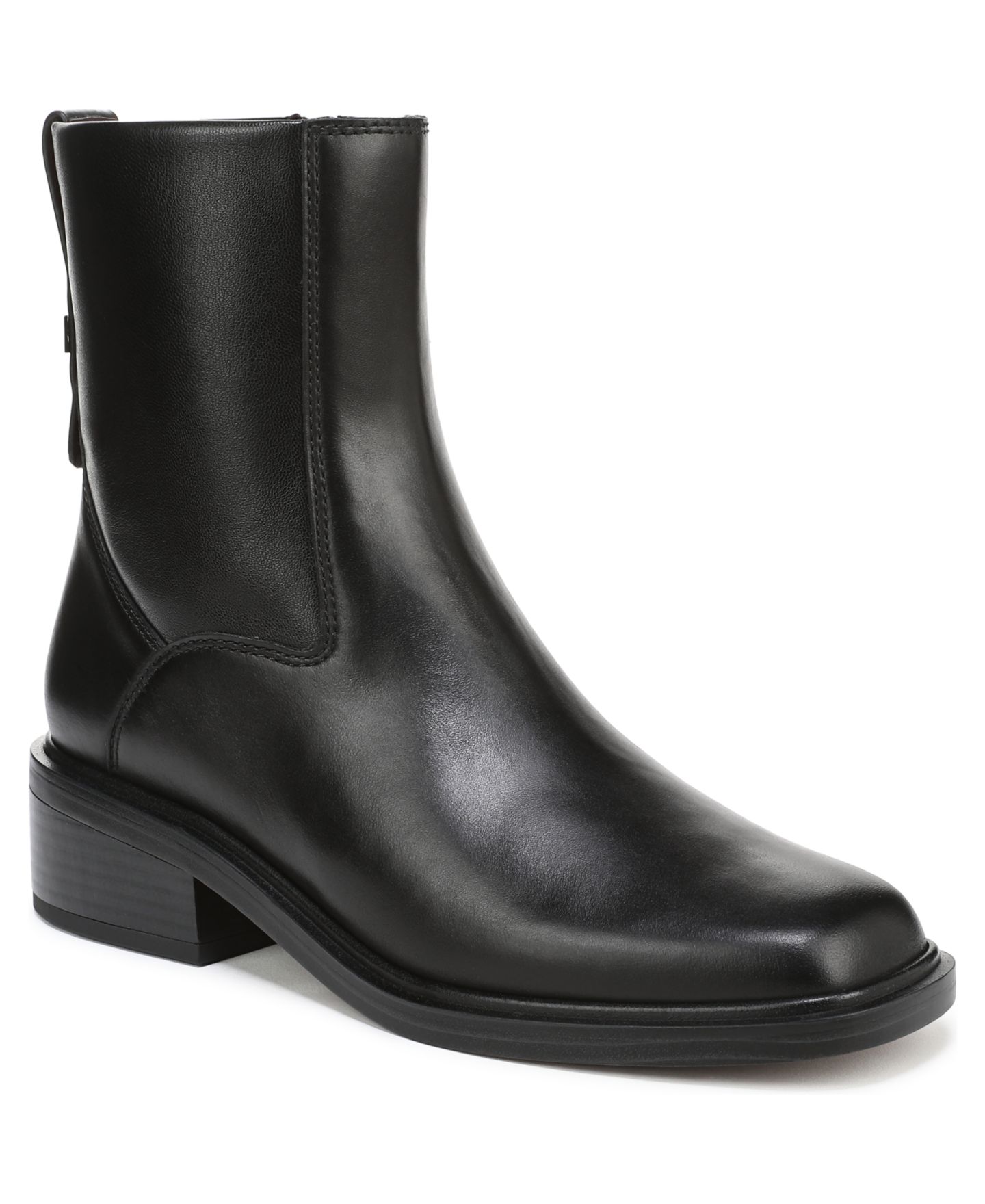 Женские ботинки Franco Sarto Gracely Block Heel Zip Short, цвет: Чёрный кожаный — фото 1