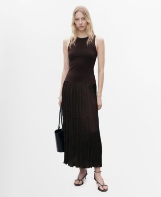 MANGO - Women's Combined-Fabric Long Dress
