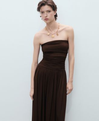 mango brown dress Ilio Sleeveless Linen Wrap Midi Dress in Black By DISSH