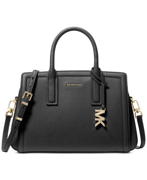 Женская сумка Michael Kors Laila Small Leather Satchel, цвет: Чёрный / Золотой