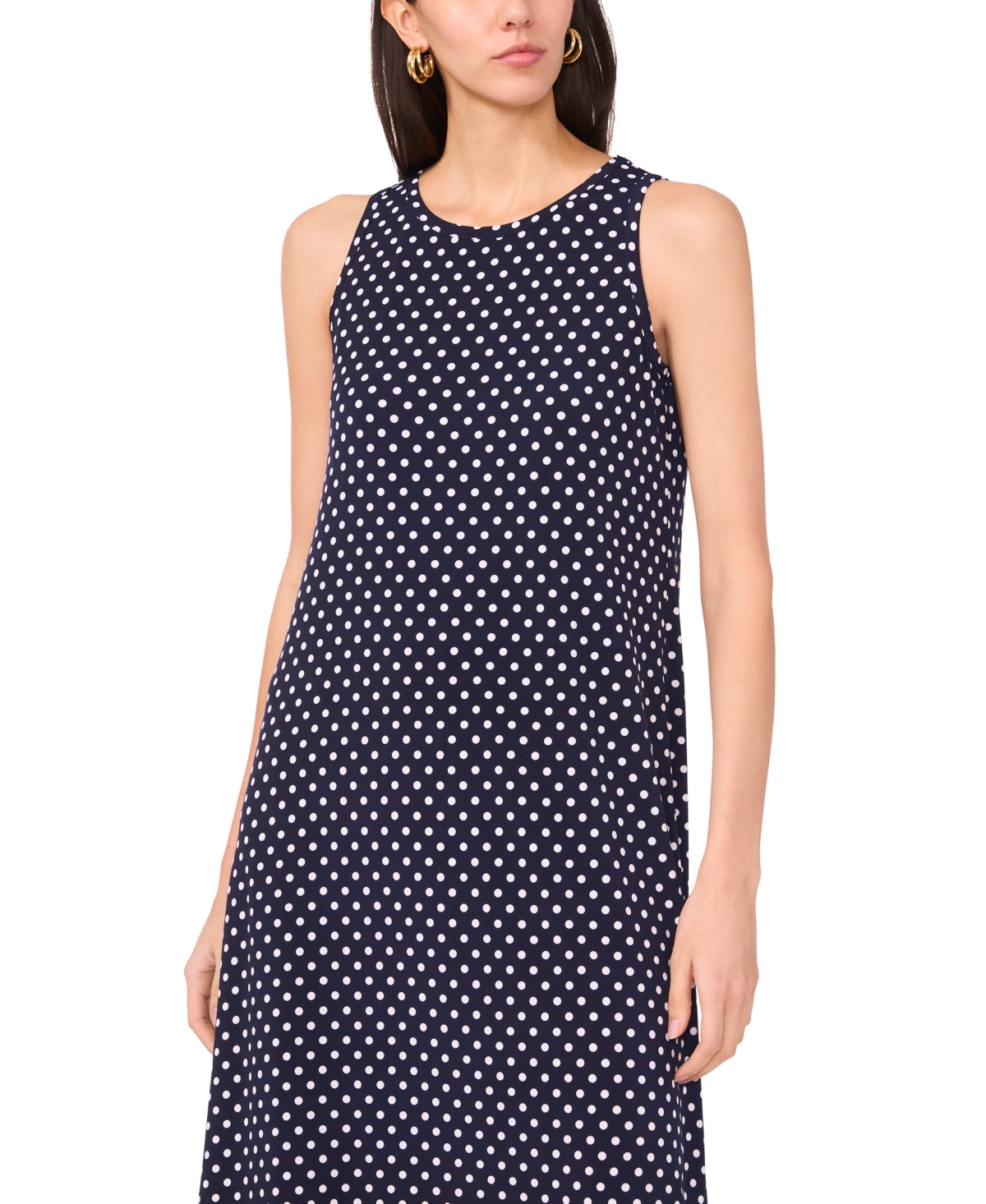 Vince Camuto Polka Dot Keyhole Back Maxi Dress In Blue