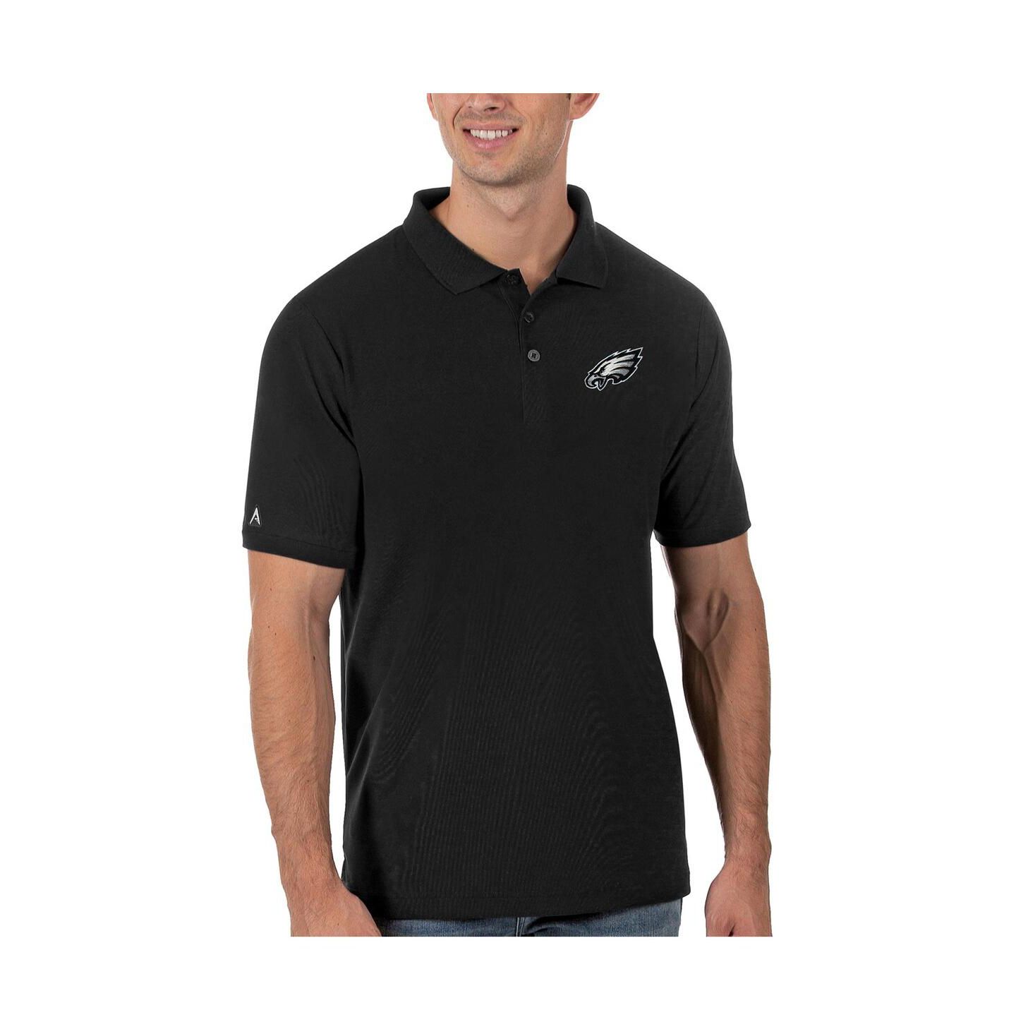 Мужское поло Antigua Black Philadelphia Eagles Legacy Pique Polo Shirt — фото 1