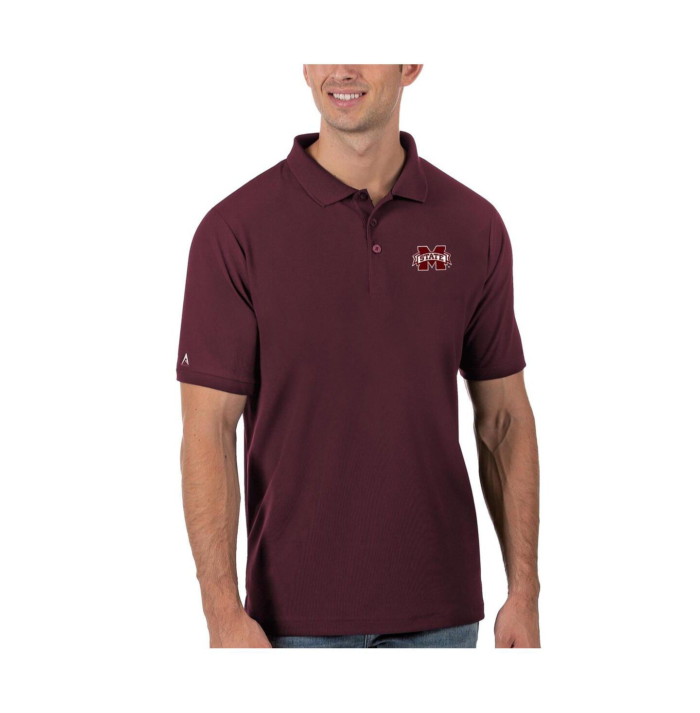 Мужское поло Antigua Maroon Mississippi State Bulldogs Legacy Pique Polo — фото 1