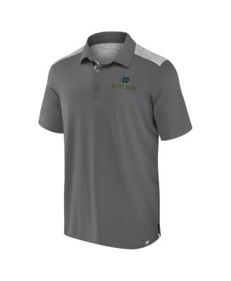 Men's Gray Notre Dame Fighting Irish Iconic Brushed Blocked Polo Shirt