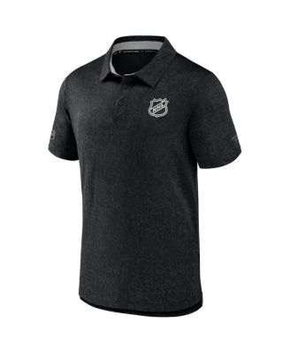 Men's Black NHL-Logo Authentic Pro Jacquard Polo Shirt