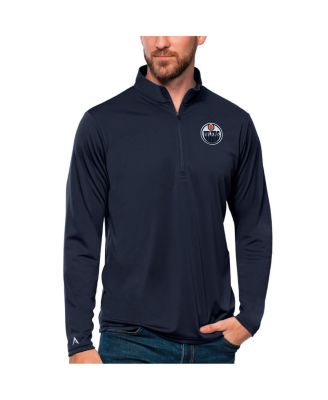 Antigua - Men's Navy Edmonton Oilers Tribute Quarter-Zip Pullover Top