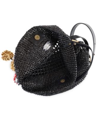 Marcie Open Weave Raffia Bucket Bag