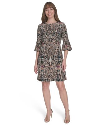 Tommy Hilfiger - Printed Tie-Neck Shift Dress